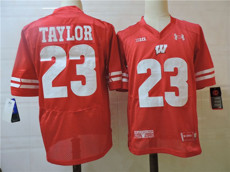 Men Wisconsin Badgers 23 Taylor Red Elite 2025 NCAA Jersey